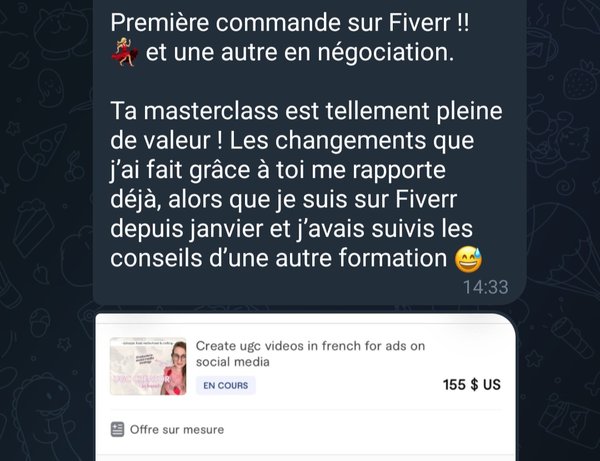 Témoignage élève — Première commande sur Fiverr